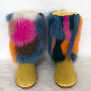 Colorful Genuine Fur Boots